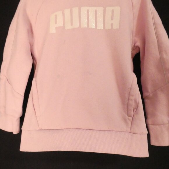 PUMA | small (6) girls | Pink Hoodie With Pockets | Bold PUMA glitter logo - Picture 8 of 16